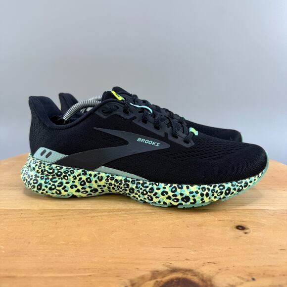 Brooks Launch 8 Womens Size 8 Black Wild Cheetah Running Shoes Cheetah Print - Picture 1 of 9